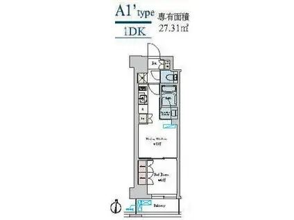 BRILLIA IST 池尻大橋 ブリリアイスト池尻大橋(1DK/4階)の間取り写真