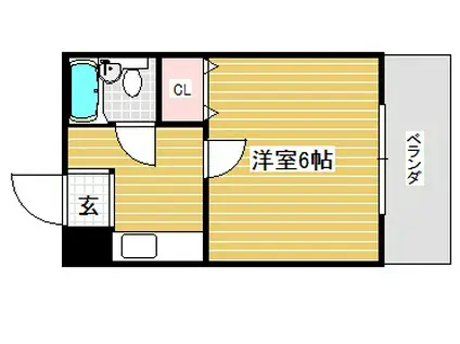 ビッグ1神戸(1K/2階)の間取り写真