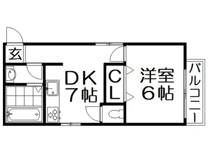 サトーピア香里園(1DK/1階)の間取り写真
