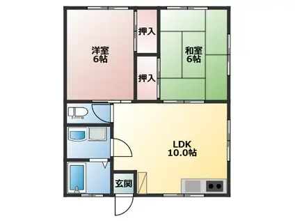 コーポイトウ日吉町(2LDK/1階)の間取り写真
