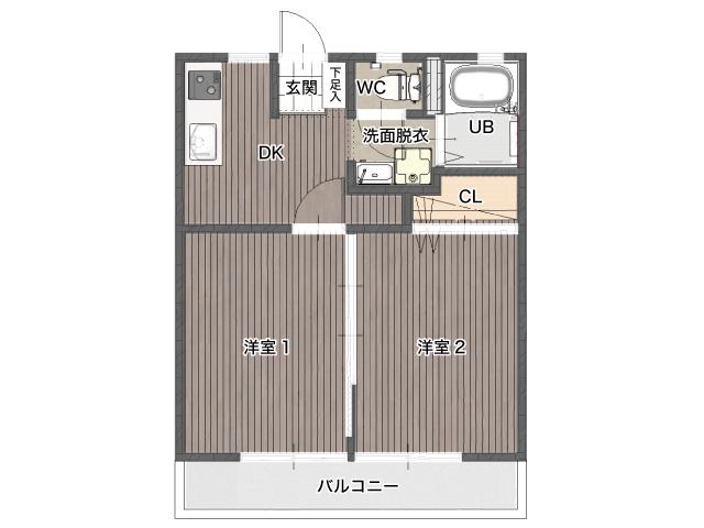 サンシティエルム(2DK/1階)の間取り写真