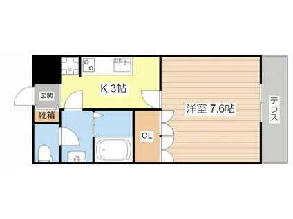 シャトーグリーンII(1K/1階)の間取り写真