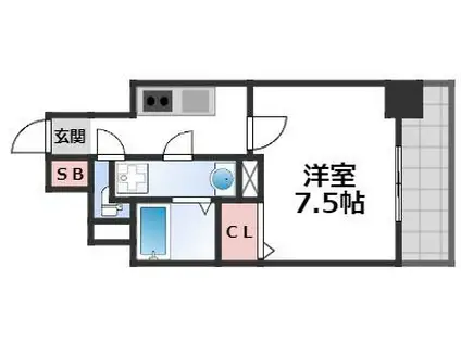 エグゼ難波南VI(1K/10階)の間取り写真