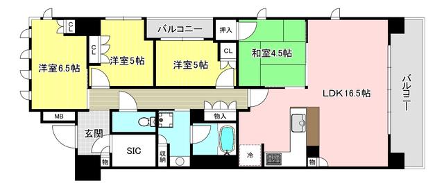 ウェリス茨木(4LDK/2階)の間取り写真
