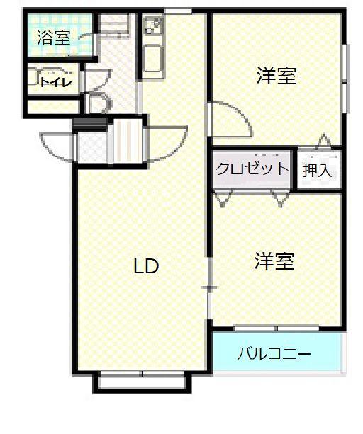 ベルシャルマンII(2LDK/2階)の間取り写真