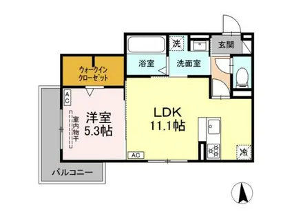 D-CRINUM 本田町(1LDK/2階)の間取り写真