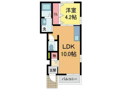 ルシェロ上ヶ原(1LDK/1階)の間取り写真