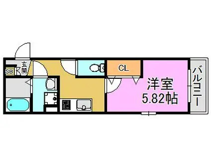 KTIレジデンス徳庵III(1K/1階)の間取り写真