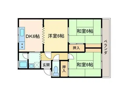 八雲マンション(3DK/2階)の間取り写真