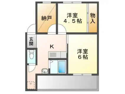 ドミールサニー緑町(2SK/4階)の間取り写真