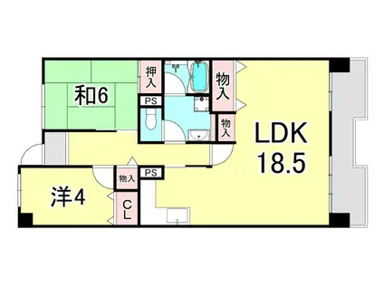 UR武庫川 27号棟(2LDK/9階)の間取り写真