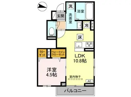キャッスルヴュー山口(1LDK/1階)の間取り写真