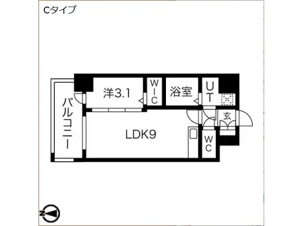 エスグランデ難波グランツ(1LDK/2階)の間取り写真