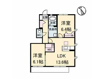 グランマスト多治米C棟(2LDK/1階)の間取り写真