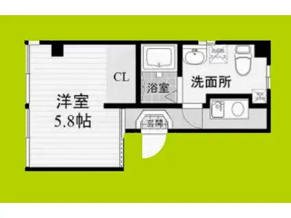 キューブ平野(1K/2階)の間取り写真
