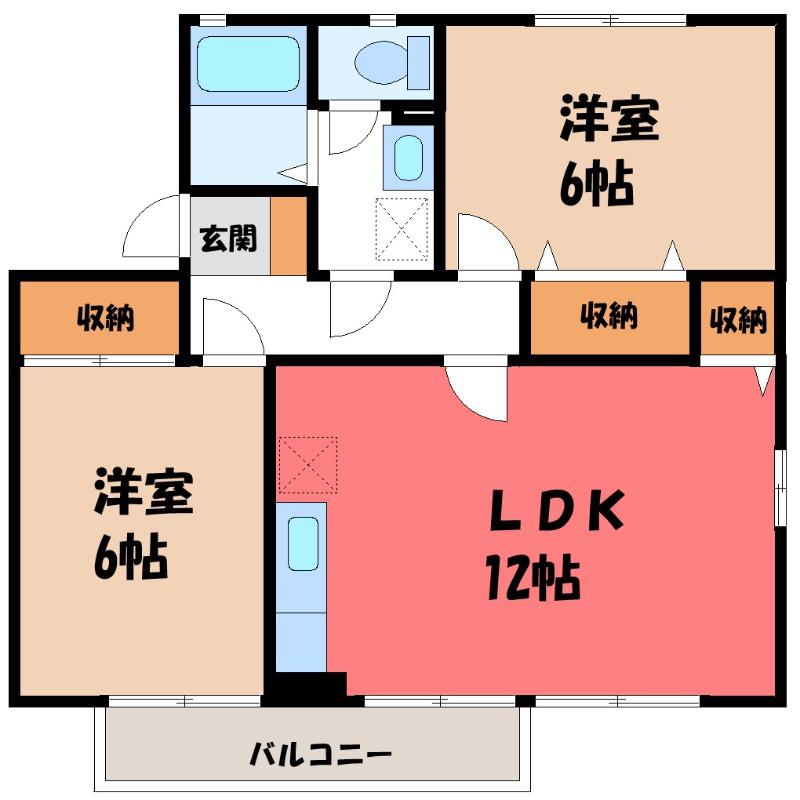 パークロイヤルB棟(2LDK/1階)の間取り写真