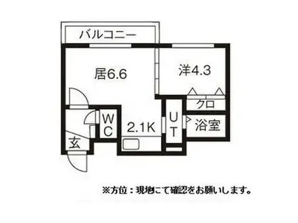 ハーミテージ南郷通(1LDK/2階)の間取り写真