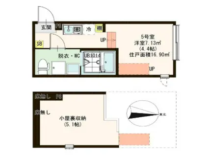 ハーモニーテラス中川IV(1K/1階)の間取り写真