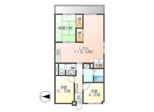 アサヒパレス庄内(3LDK/4階)の間取り写真