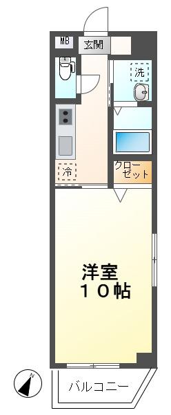 サンパティーク(1K/2階)の間取り写真