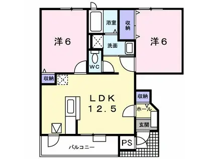 ウィルレジデンスI(2LDK/1階)の間取り写真