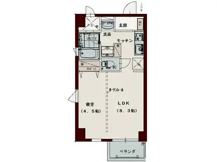 コリドール西内町(1LDK/8階)の間取り写真