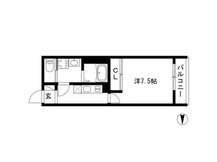 メゾン・ド・ソレイユ黄金(ワンルーム/1階)の間取り写真