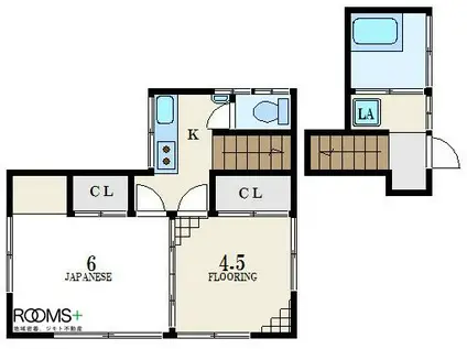 内藤荘(2K/2階)の間取り写真