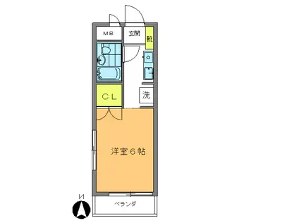 シティールーム西中延(1K/4階)の間取り写真