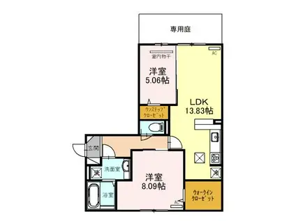 ベーネ スタービレB棟(2LDK/1階)の間取り写真