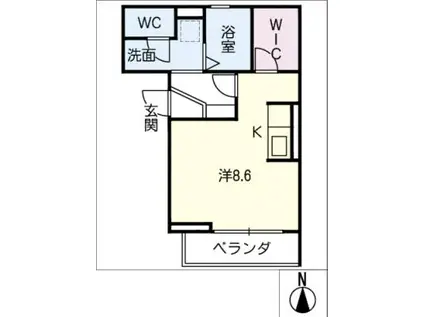 スタブリテラス桑名(ワンルーム/2階)の間取り写真