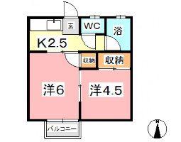 パナハイツかなや 1(2K/2階)の間取り写真