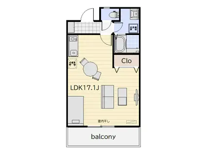 FIORE棟高(ワンルーム/1階)の間取り写真