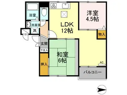 コンフォート杉山(2LDK/1階)の間取り写真