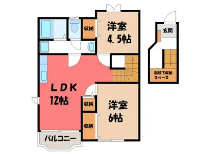 カメリア酒井(2LDK/2階)の間取り写真