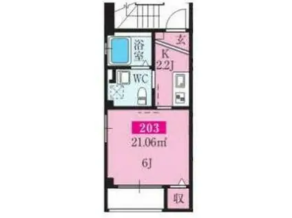 ロータスレジデンス住吉(1K/2階)の間取り写真