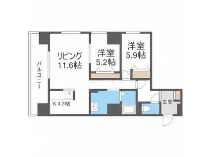 グラン札幌(2LDK/2階)の間取り写真