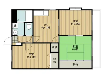 アムール・アドニス(3DK/3階)の間取り写真