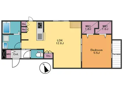 フォーシーズン(1LDK/1階)の間取り写真