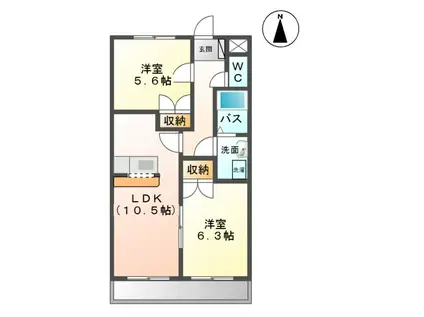 グリーンハイム松橋II(2LDK/2階)の間取り写真
