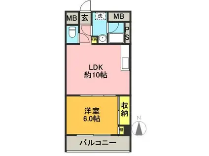 ロイヤルヒロ(1LDK/2階)の間取り写真