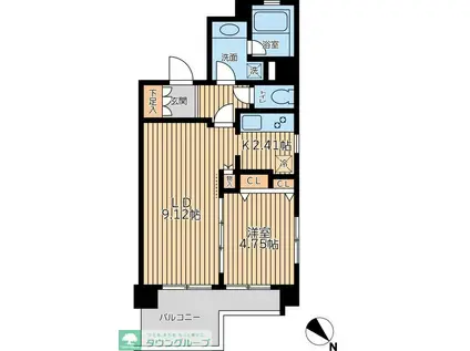 CITY SPIRE三ノ輪(1LDK/2階)の間取り写真
