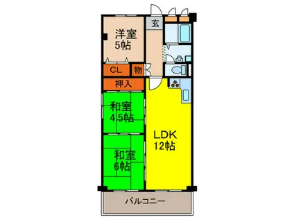サンハイツ逆瀬川C棟(3LDK/2階)の間取り写真