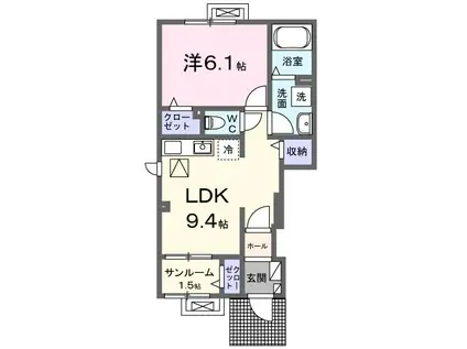 シェノン(1LDK/1階)の間取り写真