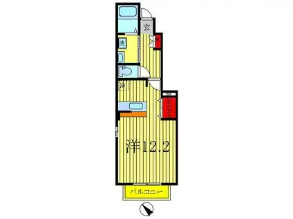 ヴェーエンヒューゲル(ワンルーム/1階)の間取り写真