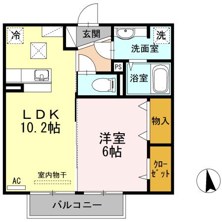 エスペランス(1LDK/1階)の間取り写真