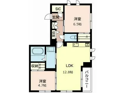 シャーメゾン矢部II(2LDK/2階)の間取り写真