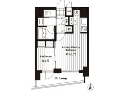 ダイナシテイ上本町(1LDK/3階)の間取り写真