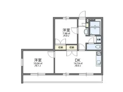 レオパレス翼III(2DK/2階)の間取り写真