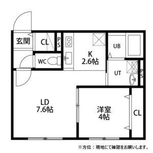 フェーラシュヴァル千歳(1LDK/1階)の間取り写真